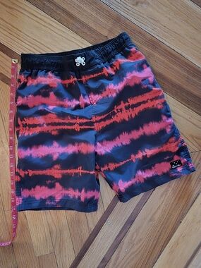 Big Chill Red and Black Tie-Dye Swim Shorts